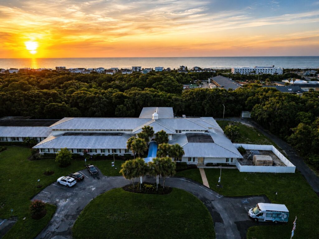 Aerial view of Fellowship Amelia at sunset